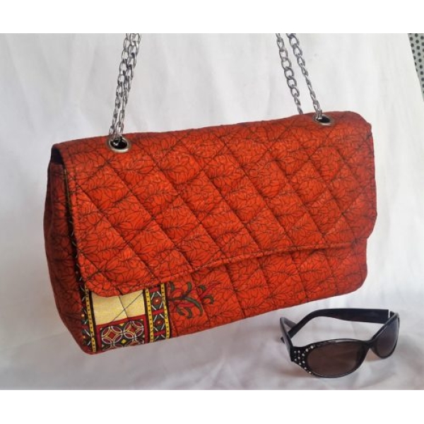 Quilted Ankara Handbag