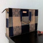 Blue Raffia Laptop Bag