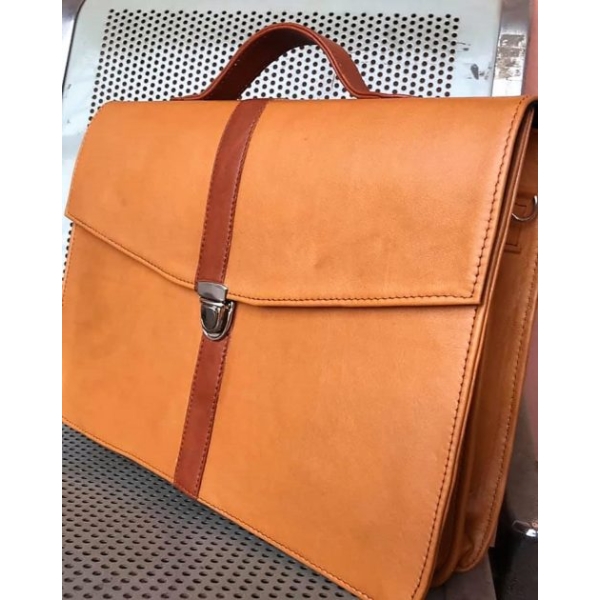 Two-Tone Leather Laptop Bag