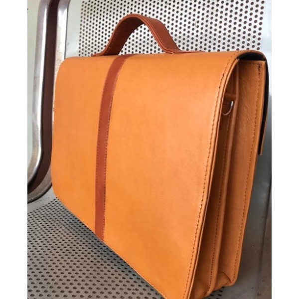Two-Tone Leather Laptop Bag - Image 2