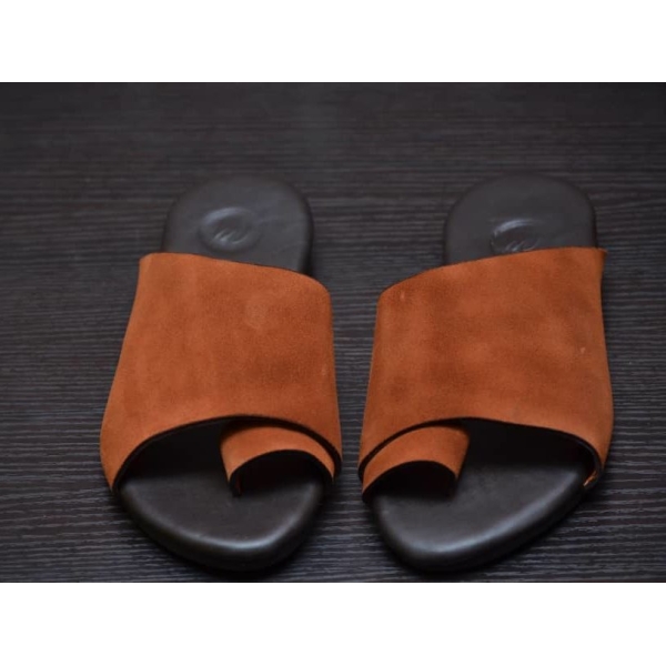 Brown Leather Slides