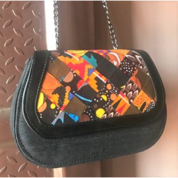 Denim Bag w/ Ankara Mat