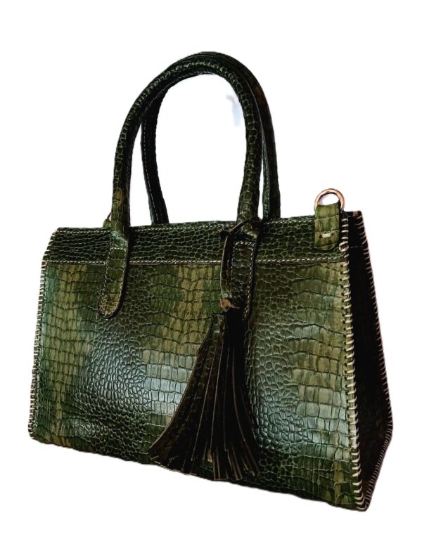 Cuir Élégant Green Leather Bag - Image 3