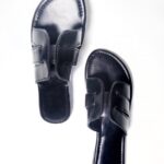 Black Leather Slippers