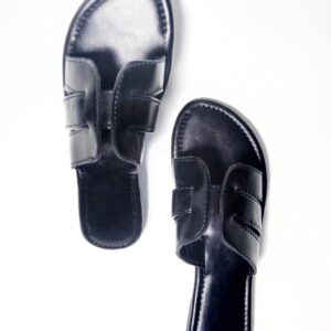 Black Leather Slippers