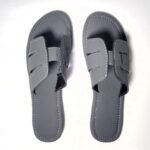 Grey Leather Slippers