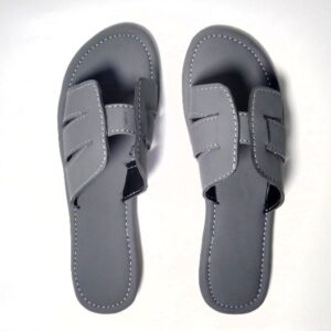 Grey Leather Slippers