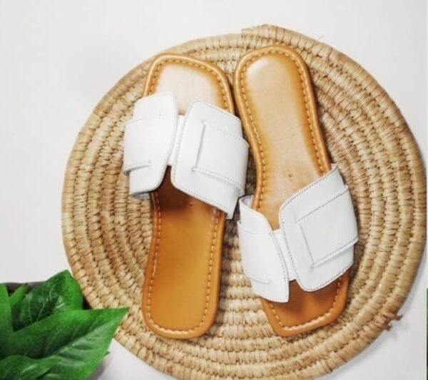 White Leather Slippers