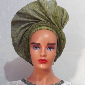 Olive Green Fan Auto Gele