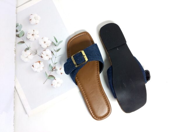 Blue Denim Flat Slippers - Image 2