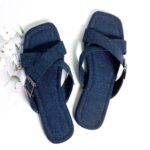 Denim Criss-Cross slippers