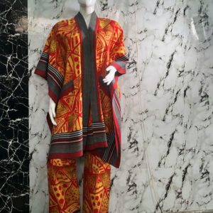 Ankara and Aso-Oke Kimono Two-Piece Set