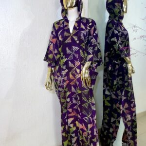 Adire hooded kaftan