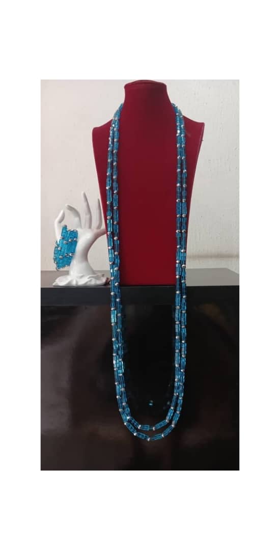 Blue Beaded Necklace And Bracelet