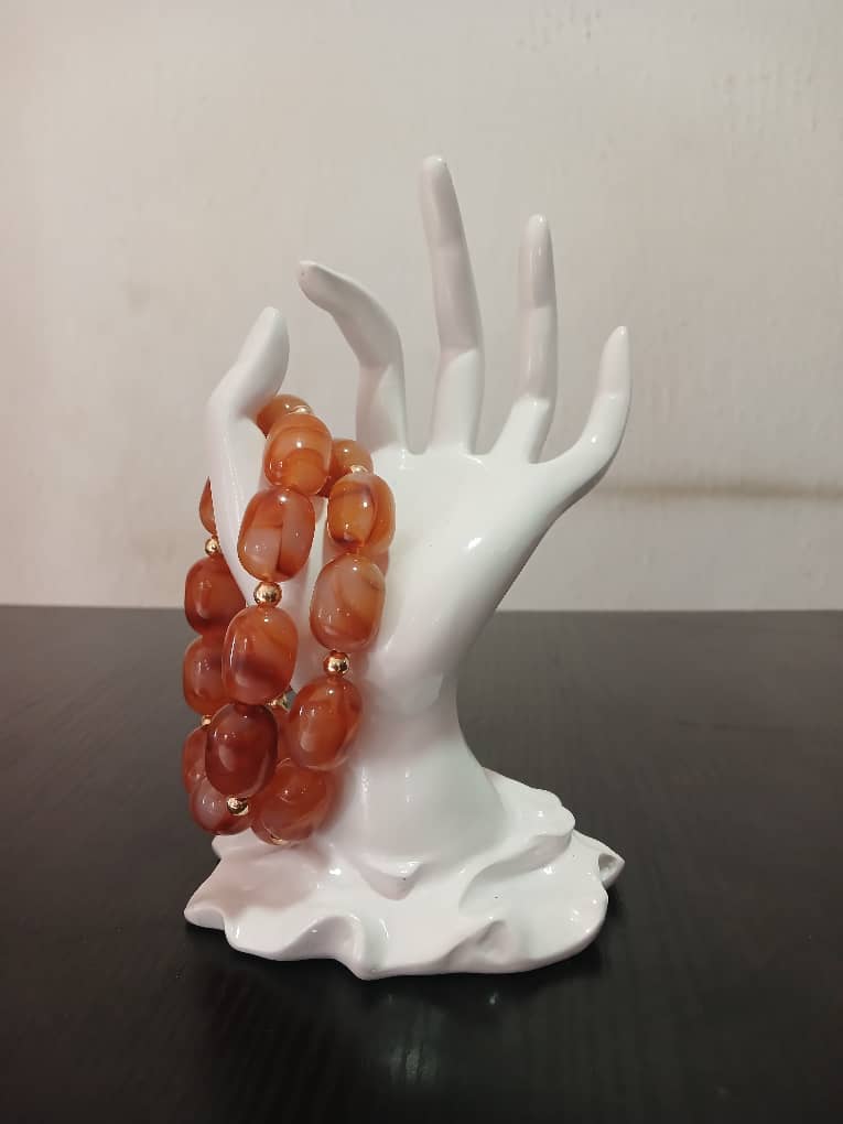 Classic Long Coral Beaded Necklace And Bracelet - Image 3