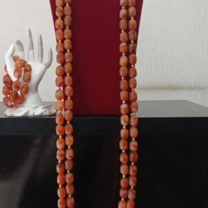 Classic Long Coral Beaded Necklace And Bracelet