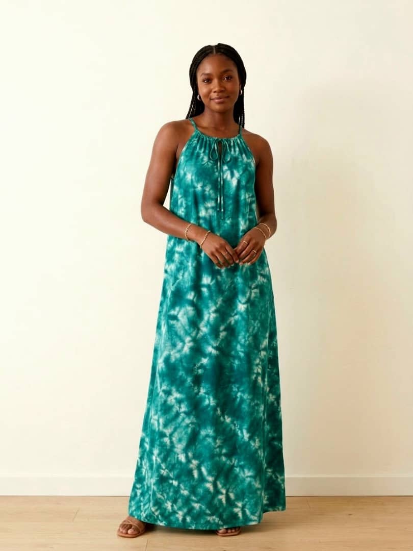 Adire Spaghetti Strap Maxi Dress