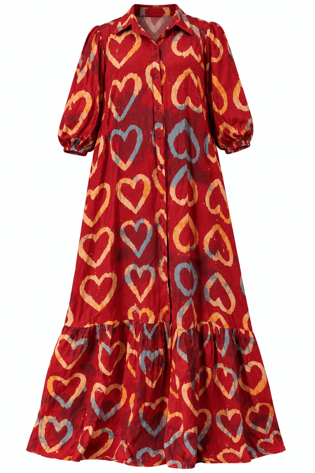 Heart Print Adire Maxi Dress - Image 2